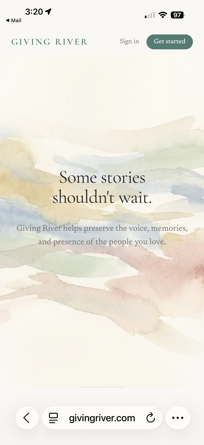 Giving River landing page
