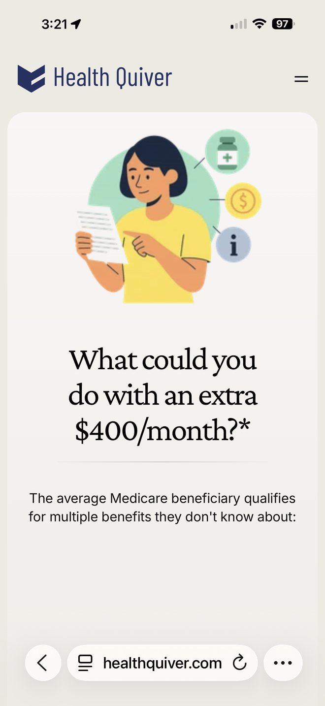 Health Quiver landing screen